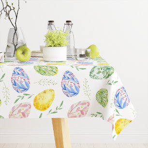 Happy Easter Watercolor Eggs  Tablecloth
