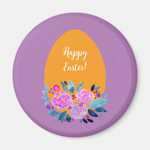 Happy Easter watercolor floral egg Magnet
