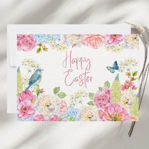 Happy Easter Watercolor Spring Floral Card