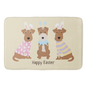 Happy Easter Welsh Terrier Dogs Bath Mat