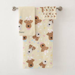 Happy Easter Welsh Terrier Dogs Bath Towel Set
