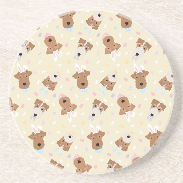 Happy Easter Welsh Terrier Dogs Coaster (Front)
