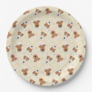Happy Easter Welsh Terrier Dogs Paper Plate