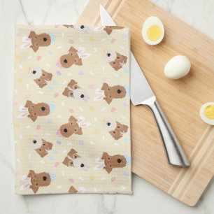 Happy Easter Welsh Terrier Dogs Tea Towel