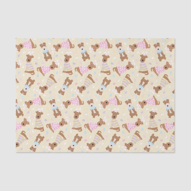 Happy Easter Welsh Terrier Dogs Tissue Paper (Front)