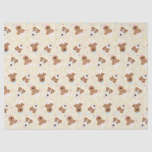 Happy Easter Welsh Terrier Dogs Tissue Paper (Front)