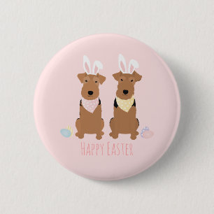 Happy Easter Welsh Terriers Dogs Bunny Ears 6 Cm Round Badge