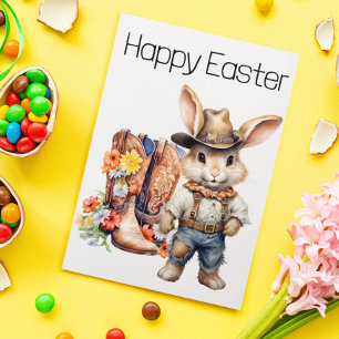 Happy Easter Western Bunny Cowboy Postcard