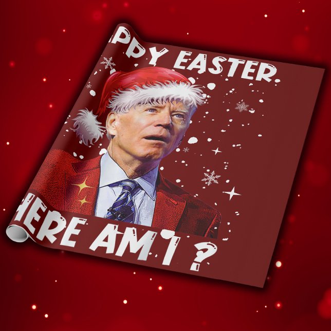 Happy Easter Where Am I Funny Joe Biden Santa Xmas Wrapping Paper (Creator Uploaded)