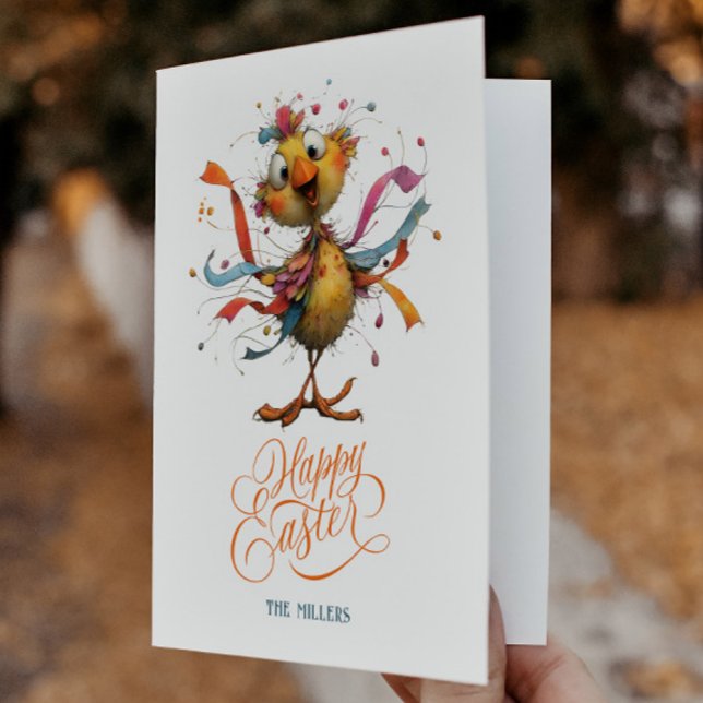 Happy Easter Whimsical Easter Chicken Illustration Thank You Card (Creator Uploaded)