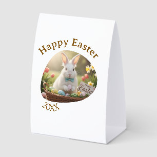 Happy Easter white bunny year photo family name