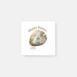 Happy Easter white bunny year photo family name Post-it Notes