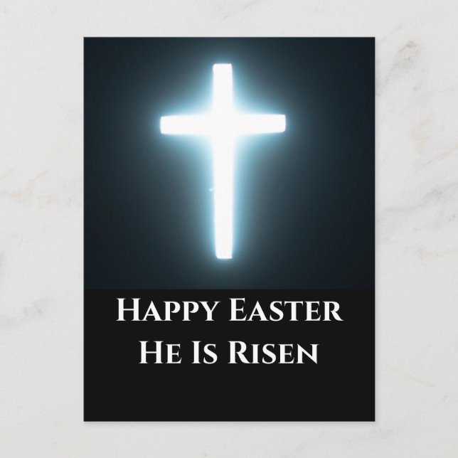 Happy Easter White Cross Church Sunday Service Holiday Postcard (Front)
