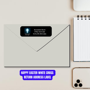 Happy Easter White Cross Return Address Label