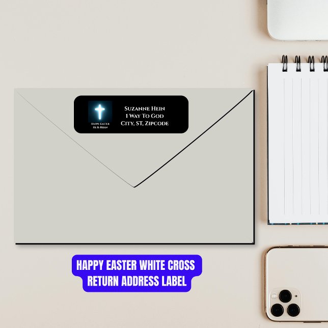 Happy Easter White Cross Return Address Label (Happy Easter White Cross Return Address Label)