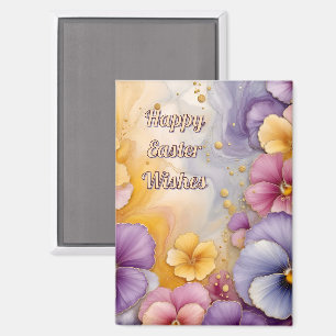 ~ HAPPY EASTER WISHES ~ Flowers ~ Magnet