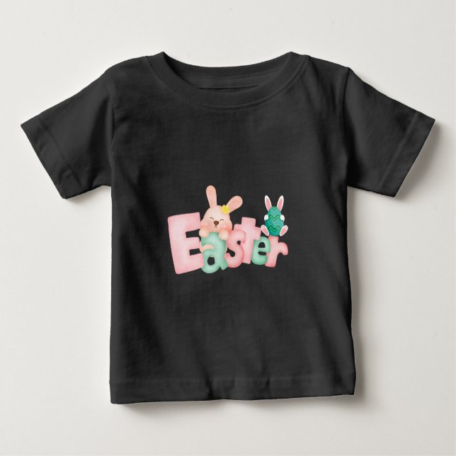 Happy Easter Wishes - Funny Bunny Kisses  Baby T-Shirt (Front)
