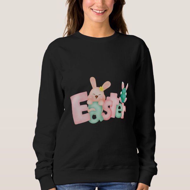 Happy Easter Wishes - Funny Bunny Kisses   Sweatshirt (Front)
