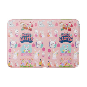 Happy Easter Wishes - Pattern Funny Bunny Easter Bath Mat