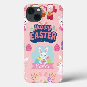 Happy Easter Wishes - Pattern Funny Bunny Easter   iPhone 13 Case