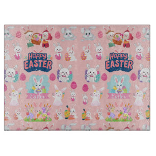 Happy Easter Wishes - Pattern Funny Bunny Easter   Cutting Board
