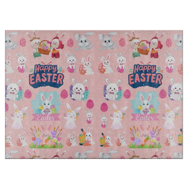 Happy Easter Wishes - Pattern Funny Bunny Easter   Cutting Board (Front)