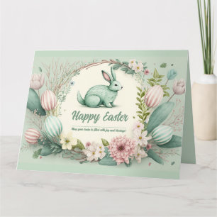 Happy Easter wishes watercolor illustration Card