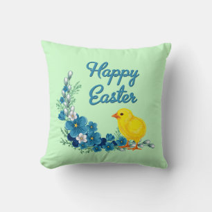 Happy Easter With a Baby Chick Cushion
