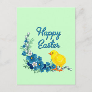 Happy Easter With a Baby Chick Holiday Postcard