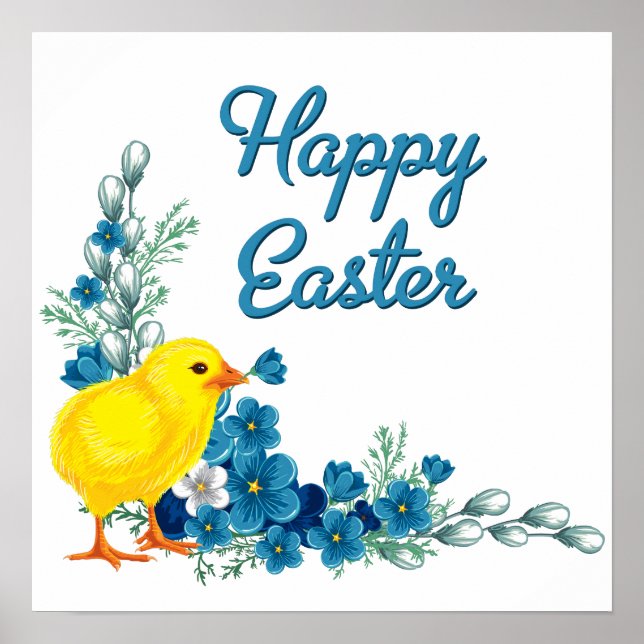 Happy Easter With a Baby Chick Poster (Front)