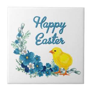 Happy Easter With a Baby Chick Tile