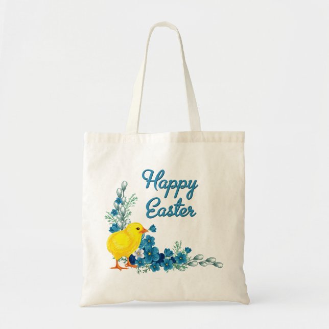 Happy Easter With a Baby Chick Tote Bag (Front)