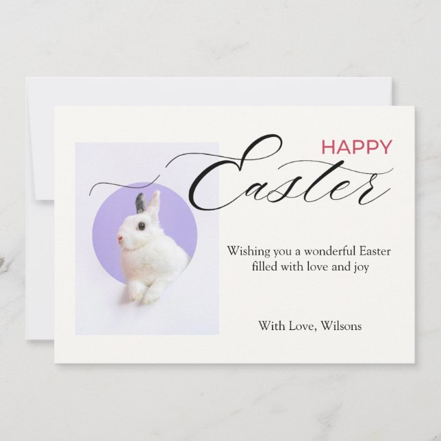 Happy Easter with a Cute Bunny Holiday Card (Front)