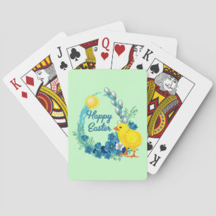 Happy Easter With Baby Chick Playing Cards