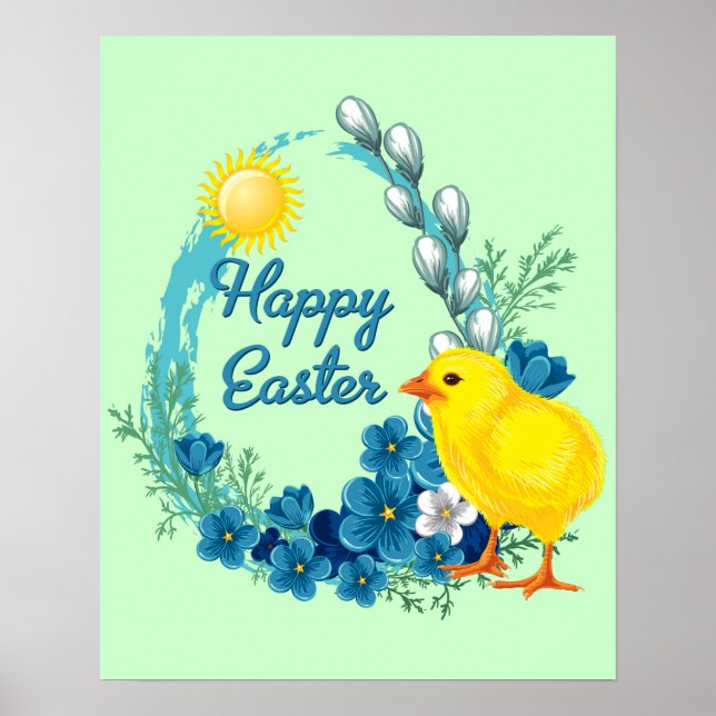 Happy Easter With Baby Chick Poster (Front)