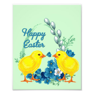 Happy Easter With Baby Chicks Photo Print