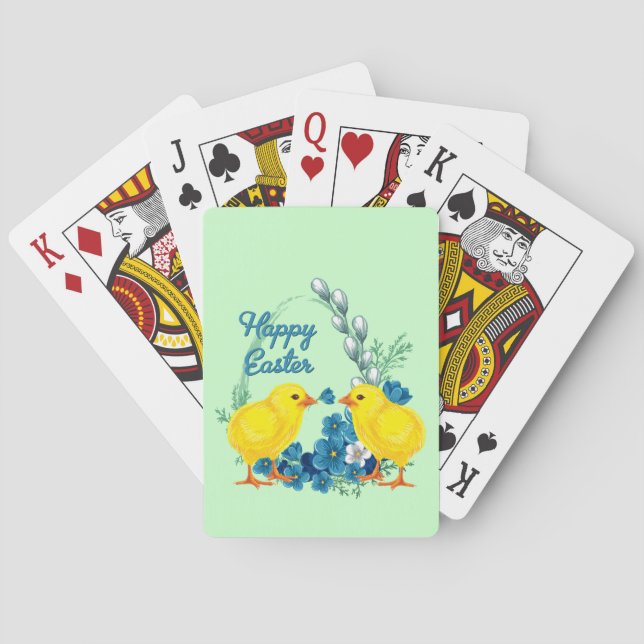 Happy Easter With Baby Chicks Playing Cards (Back)