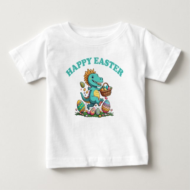 HAPPY EASTER with BABY DINOSAUR T-Shirt (Front)