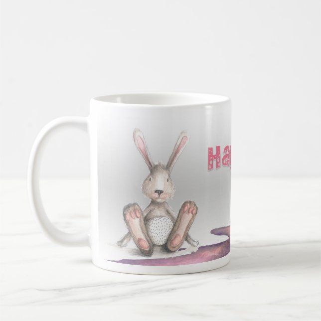 Happy Easter with Big Foot Rabbit Coffee Mug (Left)