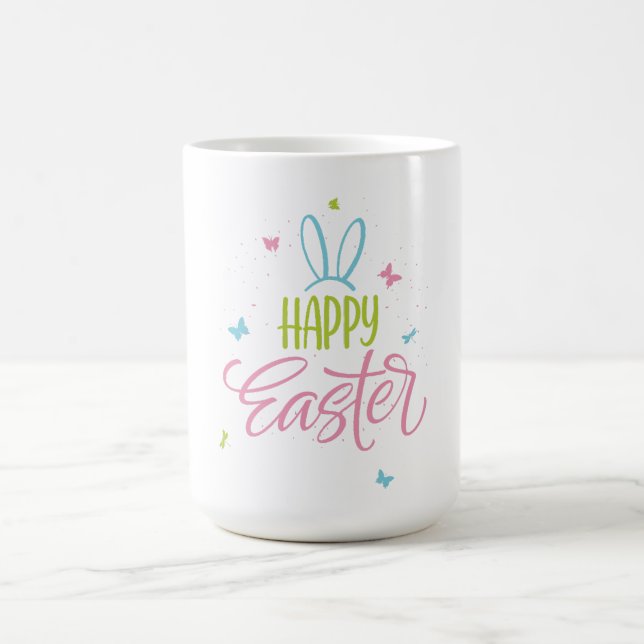 Happy Easter with butterflies Coffee Mug (Center)