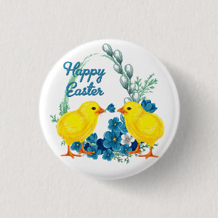 Happy Easter With Chicks 3 Cm Round Badge