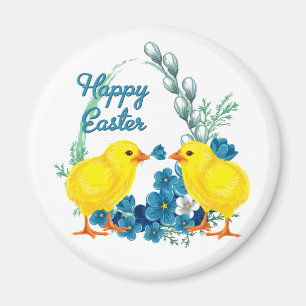 Happy Easter With Chicks Magnet