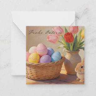Happy Easter with Colourful Eggs and Tulips Card