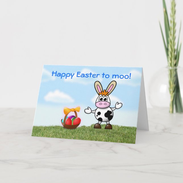 Happy Easter with cow humour funny Holiday Card (Front)