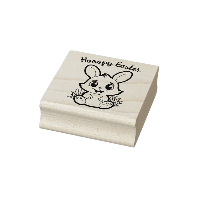 🐰Happy Easter with easter bunny and text Rubber Stamp (Stamp)