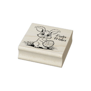 🐰Happy Easter with easter bunny and text Rubber Stamp