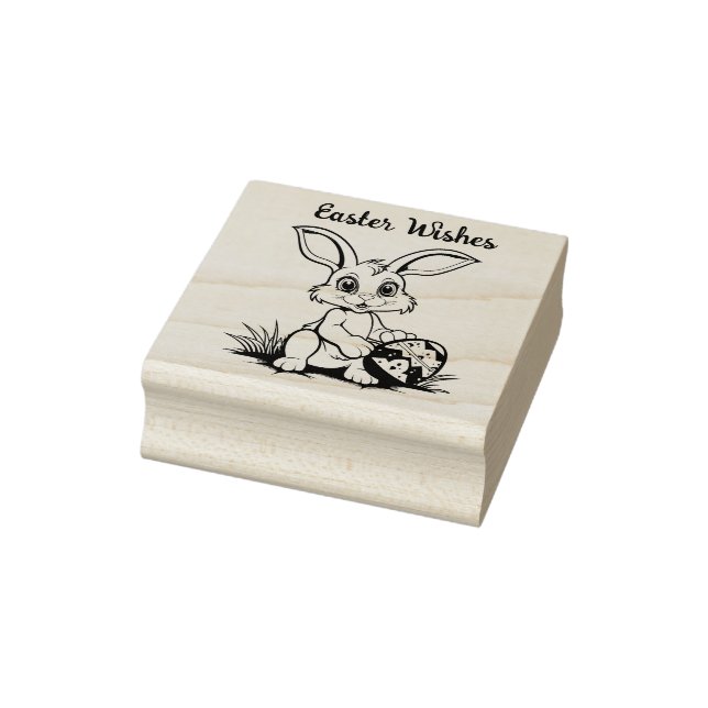 🐰Happy Easter with easter bunny and text Rubber Stamp (Stamp)