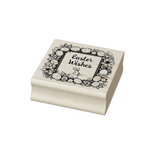 🐰Happy Easter with easter bunny and text Rubber Stamp