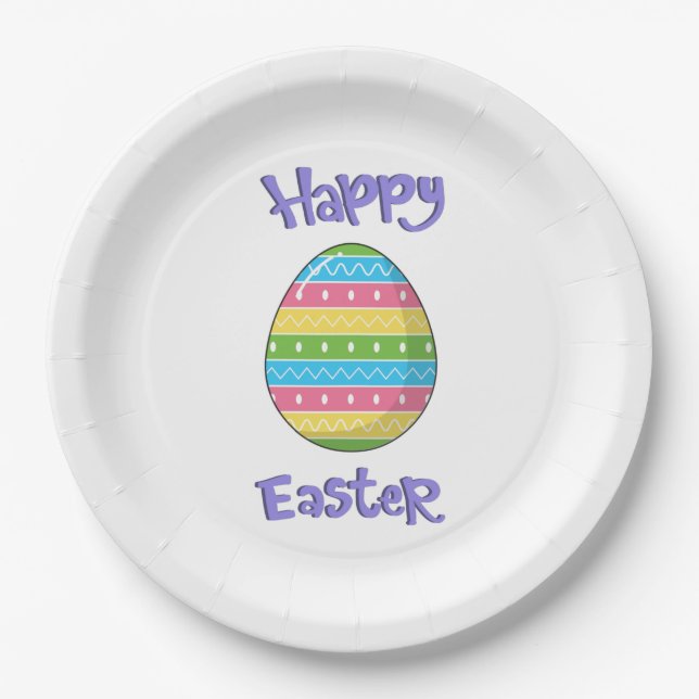 Happy Easter With Egg Paper Plate (Front)