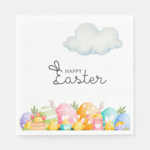 Happy Easter with Eggs Postcard Napkin